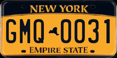 NY license plate GMQ0031