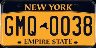 NY license plate GMQ0038