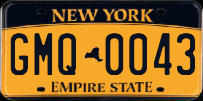 NY license plate GMQ0043