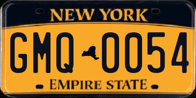 NY license plate GMQ0054