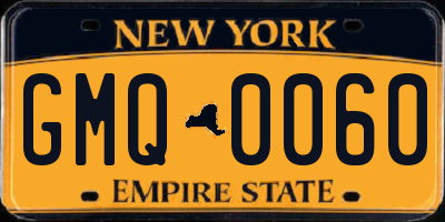NY license plate GMQ0060