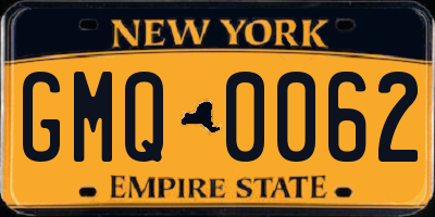 NY license plate GMQ0062