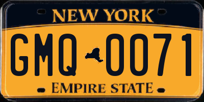 NY license plate GMQ0071