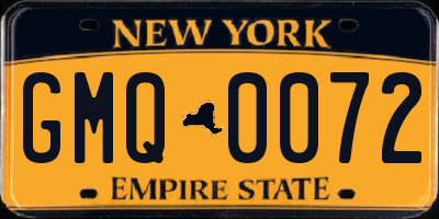 NY license plate GMQ0072