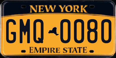 NY license plate GMQ0080