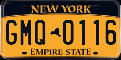 NY license plate GMQ0116