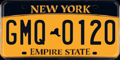 NY license plate GMQ0120