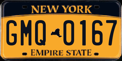 NY license plate GMQ0167