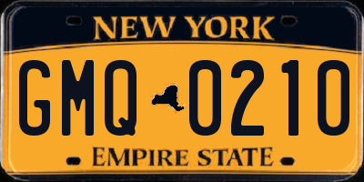 NY license plate GMQ0210