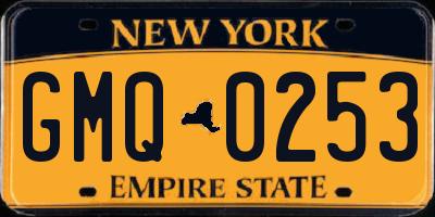 NY license plate GMQ0253