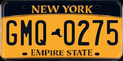 NY license plate GMQ0275