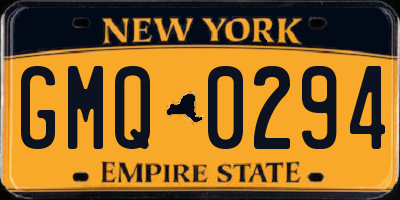 NY license plate GMQ0294