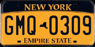 NY license plate GMQ0309