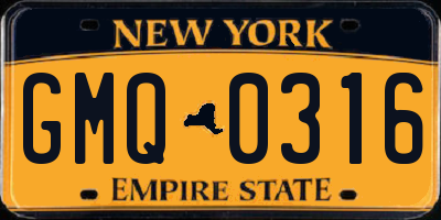 NY license plate GMQ0316