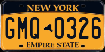 NY license plate GMQ0326