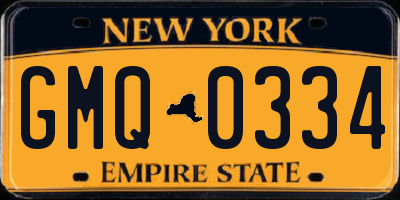 NY license plate GMQ0334