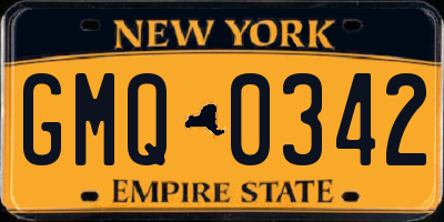 NY license plate GMQ0342