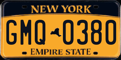 NY license plate GMQ0380
