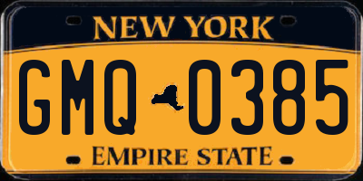 NY license plate GMQ0385