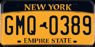 NY license plate GMQ0389