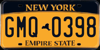 NY license plate GMQ0398