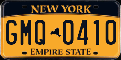 NY license plate GMQ0410