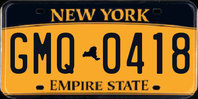 NY license plate GMQ0418