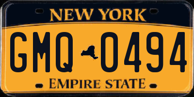 NY license plate GMQ0494