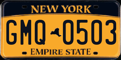 NY license plate GMQ0503