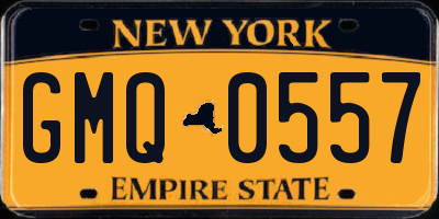 NY license plate GMQ0557