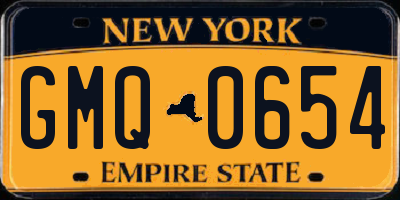 NY license plate GMQ0654