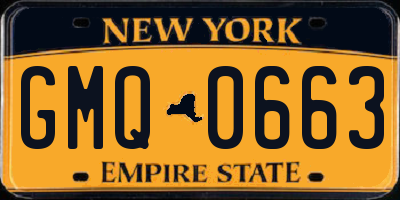 NY license plate GMQ0663