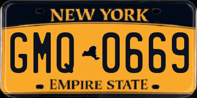 NY license plate GMQ0669