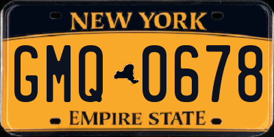 NY license plate GMQ0678