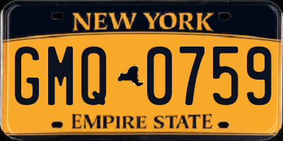 NY license plate GMQ0759