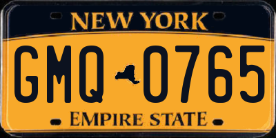 NY license plate GMQ0765