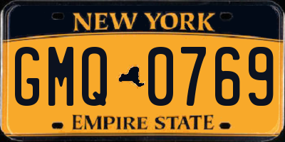 NY license plate GMQ0769