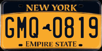 NY license plate GMQ0819