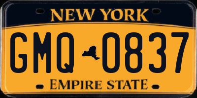 NY license plate GMQ0837