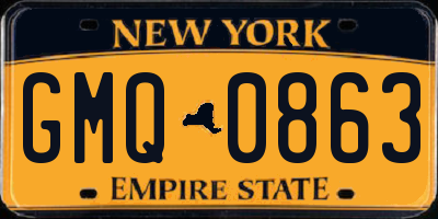 NY license plate GMQ0863