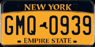 NY license plate GMQ0939