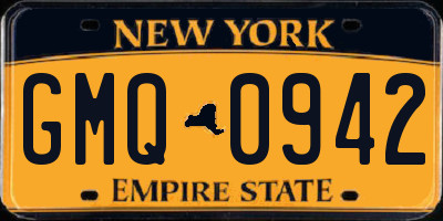 NY license plate GMQ0942