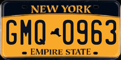 NY license plate GMQ0963