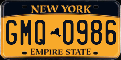NY license plate GMQ0986
