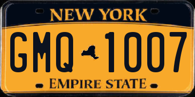 NY license plate GMQ1007