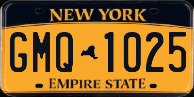 NY license plate GMQ1025