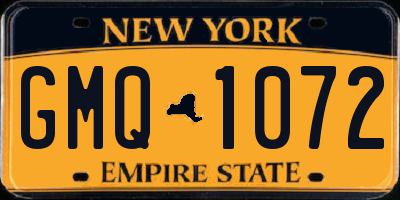 NY license plate GMQ1072