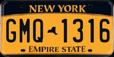 NY license plate GMQ1316