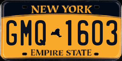 NY license plate GMQ1603