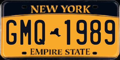 NY license plate GMQ1989